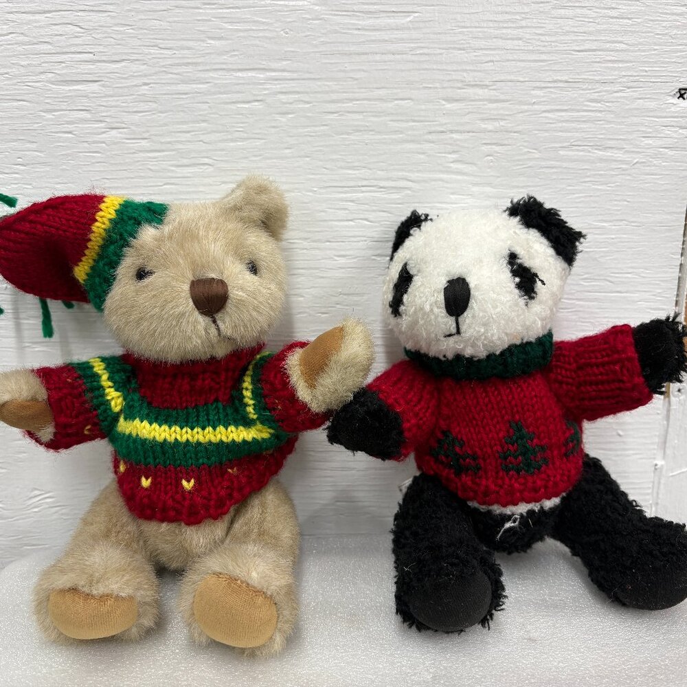 Hugfun International Teddy Bears Jointed Knit Sweater Plush - Panda and Bear